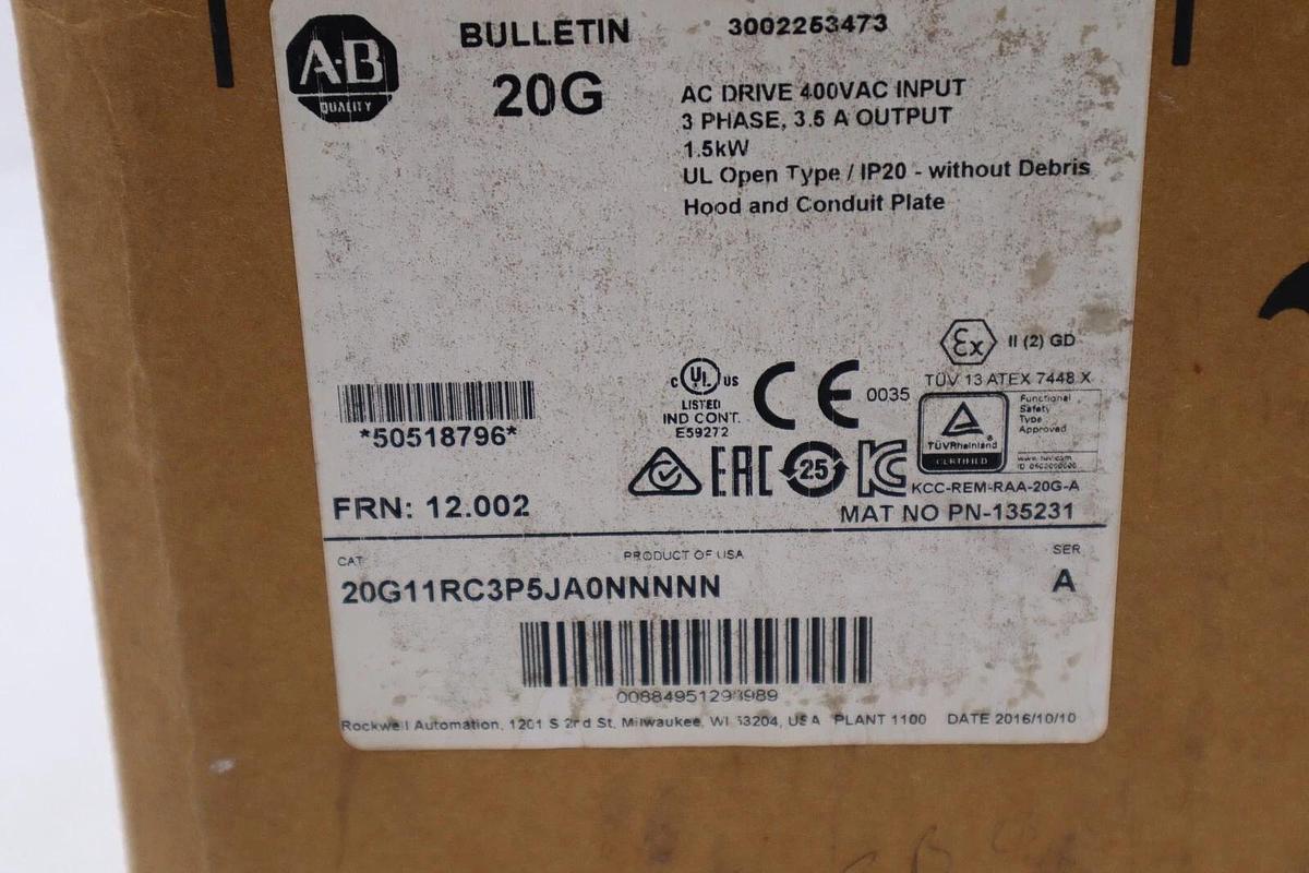 Used ALLEN BRADLEY POWERFLEX 753 20F11RC2P1JA0NNNNN SERIES A 1 HP STOCK 2121