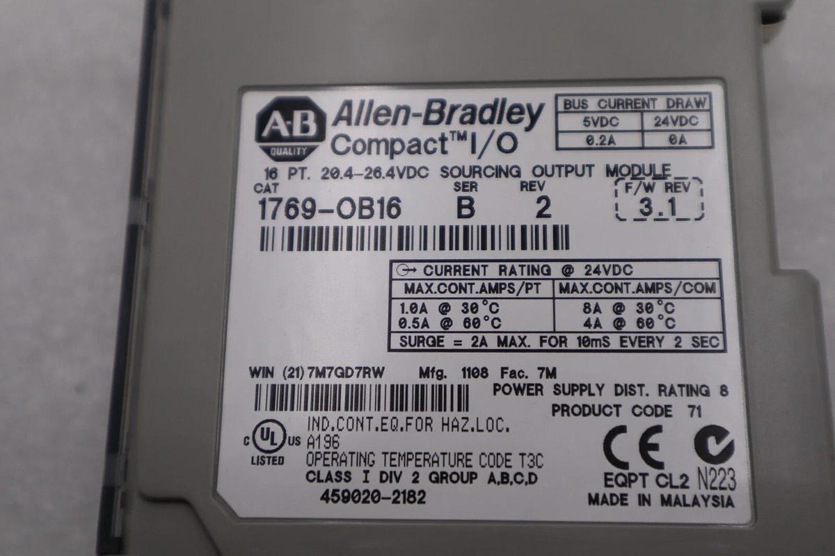 Used Allen-Bradley 1769-OB16 SER B F/W REV 3.1 Compact I/O Module #K-1565C