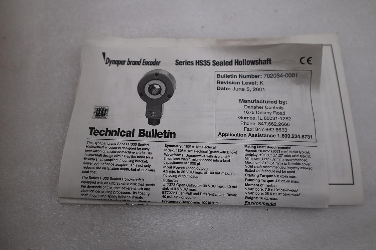 HS350120G300B Dynapar Encoders HOLLOW SHAFT ENCODER NEW IN BOX STOCK GF603