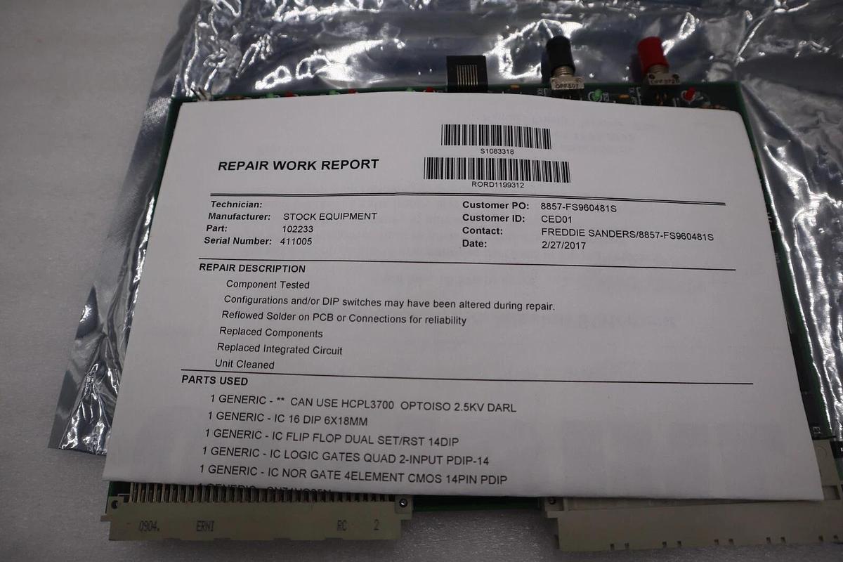 Used FORRY 102233 REV G PC OPTICS PROCESSOR BOARD STOCK G656