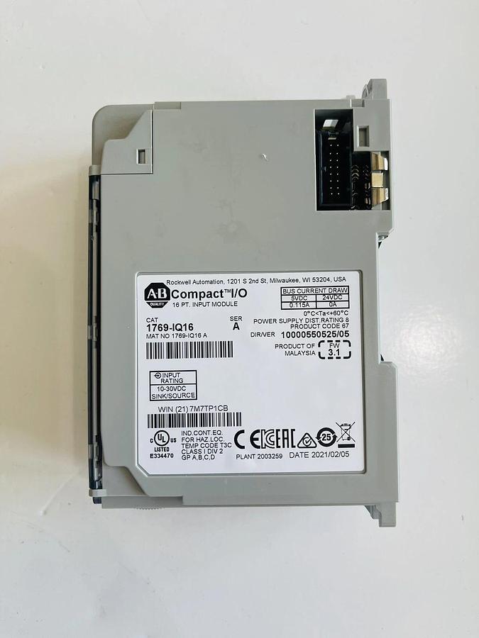 2021 Allen Bradley 1769-IQ16 Compact I/O Input Module #K-885