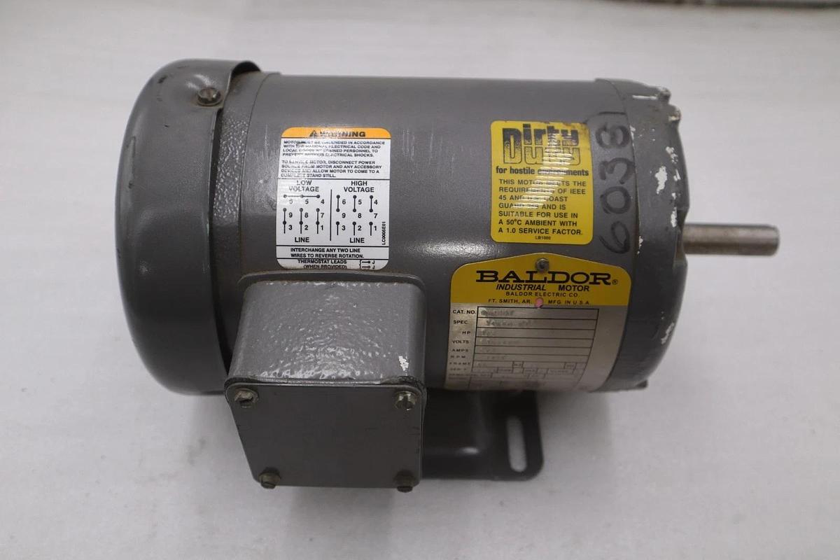 Baldor 3-Phase 1/2 HP Motor Cat No. M8001 56 Frame 1725 RPM STOCK M-24CC