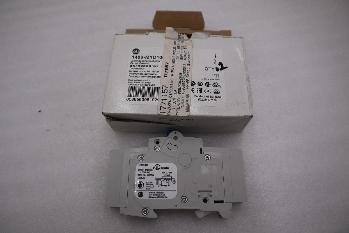 Allen Bradley 1489-M1D100 Ser. D Miniature Circuit Breaker 10A 1P STOCK H459A