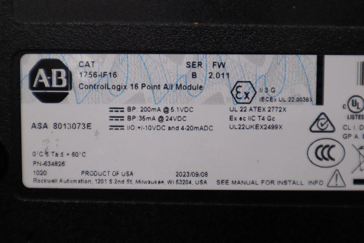 Refurbished AB Allen-Bradley 1756-IF16 ControlLogix Analog Input Module STK GF114