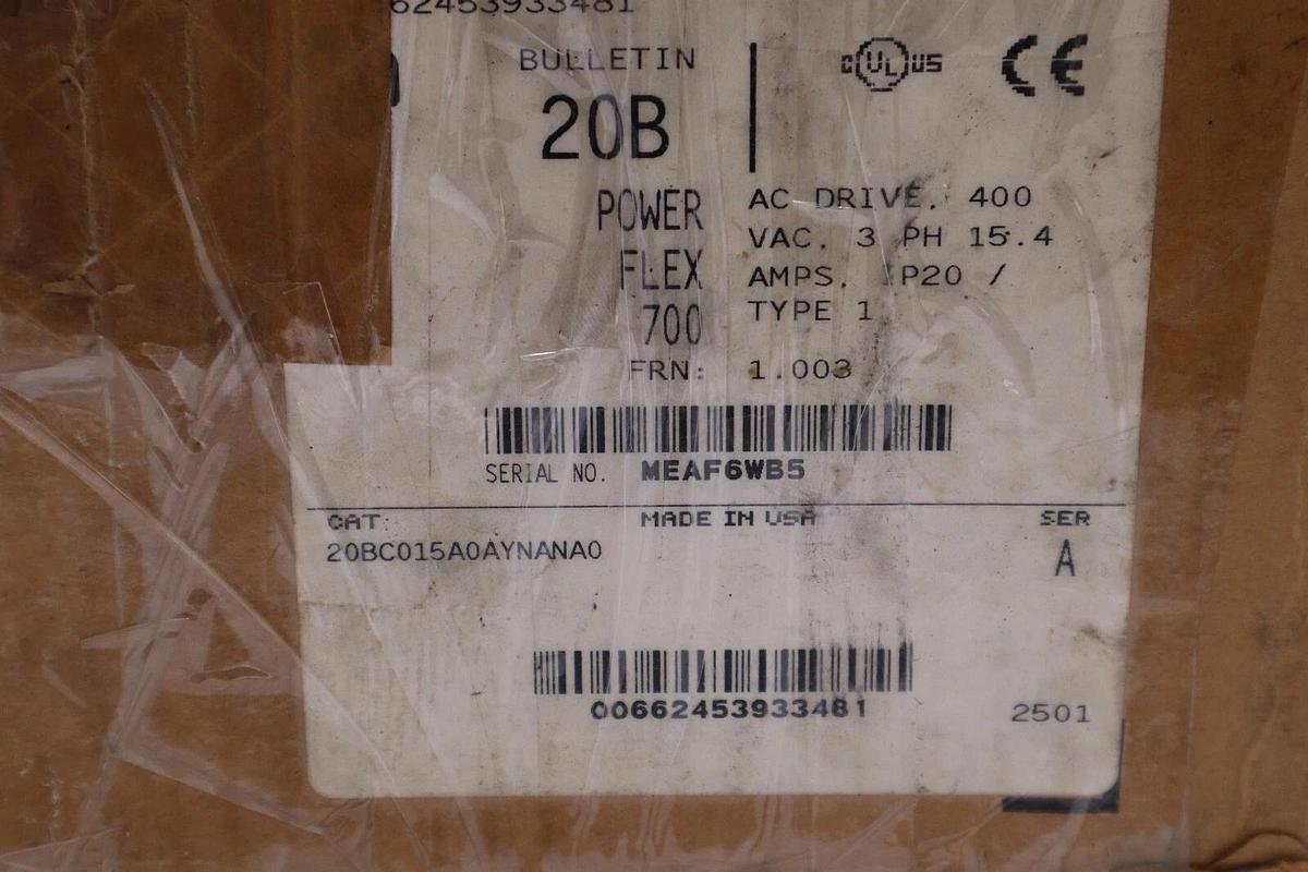 New Allen-Bradley PowerFlex 700 10 HP 20BC015A0AYNANA0 Series A FRN:1.003 1964