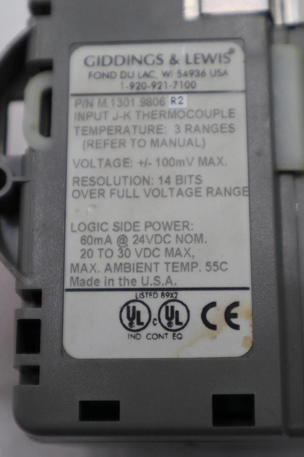 Used Giddings & Lewis M.1301.9806 R2 Input J-K Thermocouple Temperature STOCK 1487A