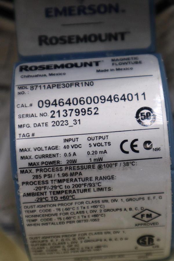 Used NEW Rosemount 8711APE30FR1N0 Magnetic Flowtube 40 VDC STOCK G44