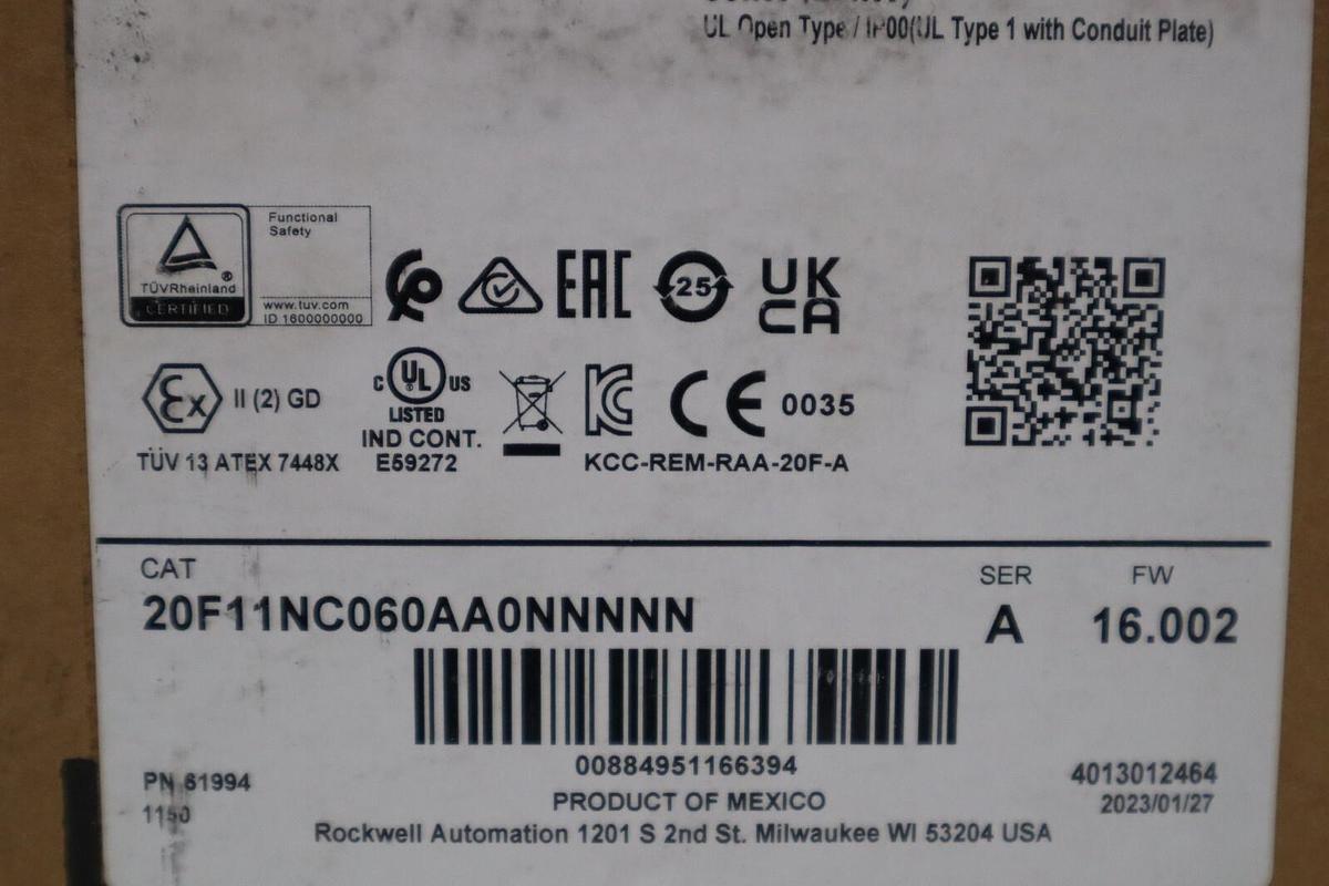 20F11NC060AA0NNNNN PowerFlex 753 40 HP DRIVE VFD NEW 2023 STOCK 1801-A