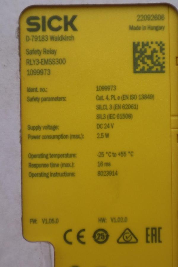 Used SICK RLY3-EMSS300 1099973 SAFETY RELAY NEW OPEN BOX STOCK K327A