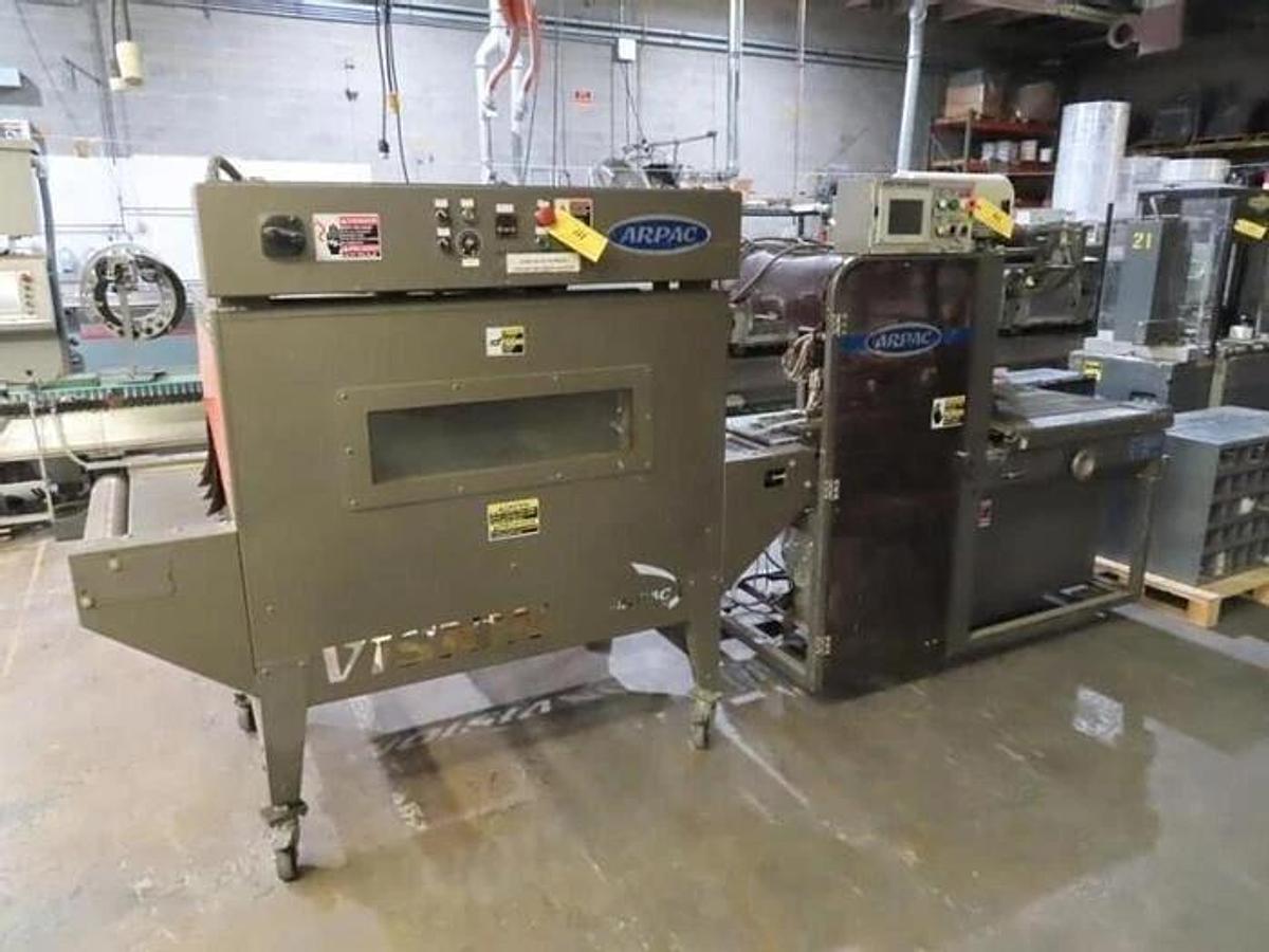 Used ARPAC MODEL L-18 PACKAGING MACHINE WITH HEAT TUNNEL