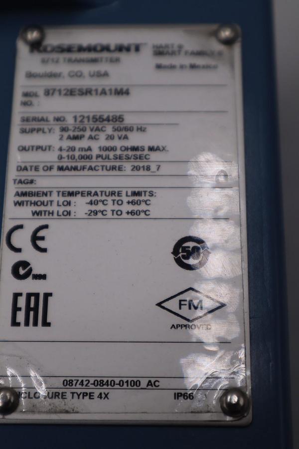 Used Rosemount 8712ESR1A1M4 Transmitter 2A 250V 50/60Hz - STOCK 3118CC