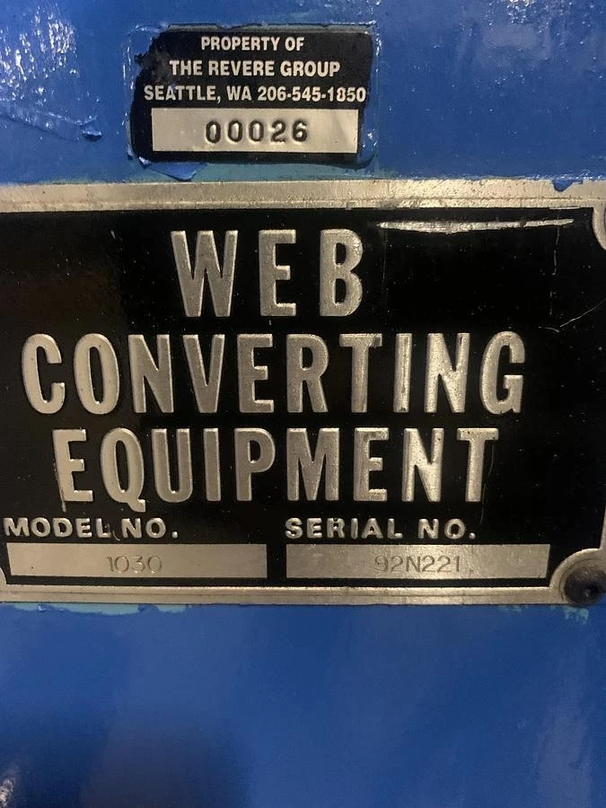 Used 36" WIDE WEB CONVERTING EQUIPMENT MODEL 1030 DOCTOR MACHINE