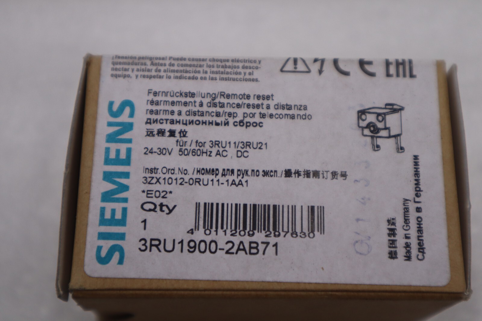 Used NEW OPEN BOX SIEMENS 3RU1900-2AB71 REMOTE RESET MODULE STOCK 5436