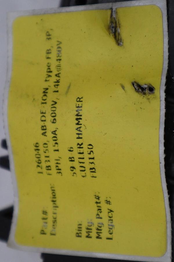 Used Westinghouse FB3150L 150 Amp 3 Pole 600v Circuit Breaker STK CC245