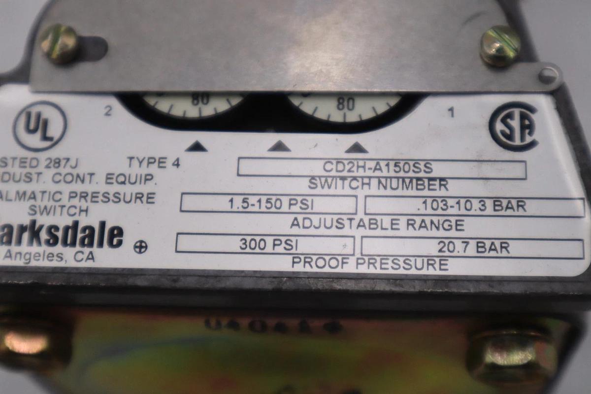Used BARKSDALE CD2H-A150SS DIALMATIC PRESSURE SWITCH 1.5-150 PSI NEW IN BOX #GF-784