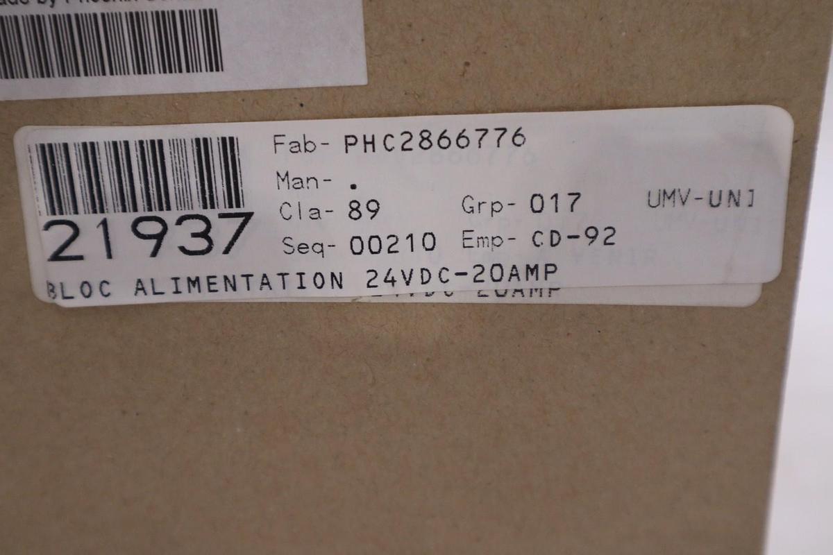 24V DIN Rail Power Supply - Phoenix Contact 2866776 - QUINT - PS/1AC/24DC/20 NEW