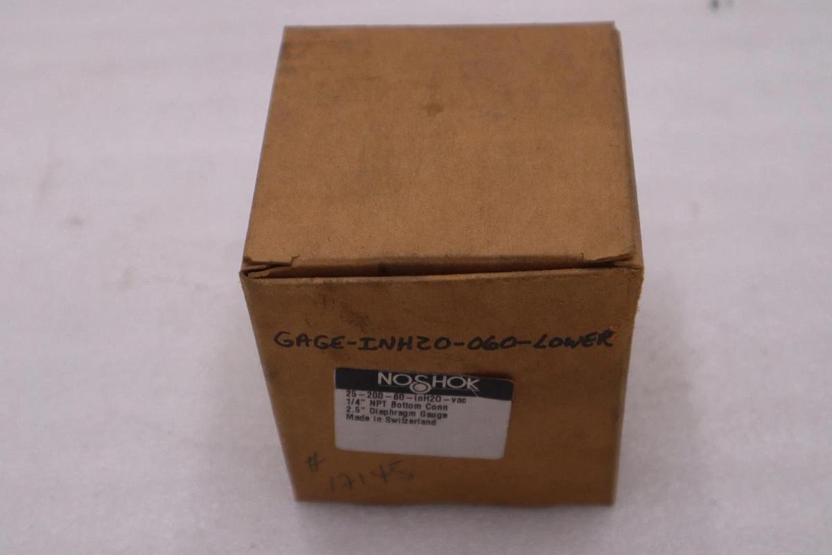 Used Noshok 25-200-60-inH20-vac Vacuum Gauge 1/4" NPT - STOCK GF608A