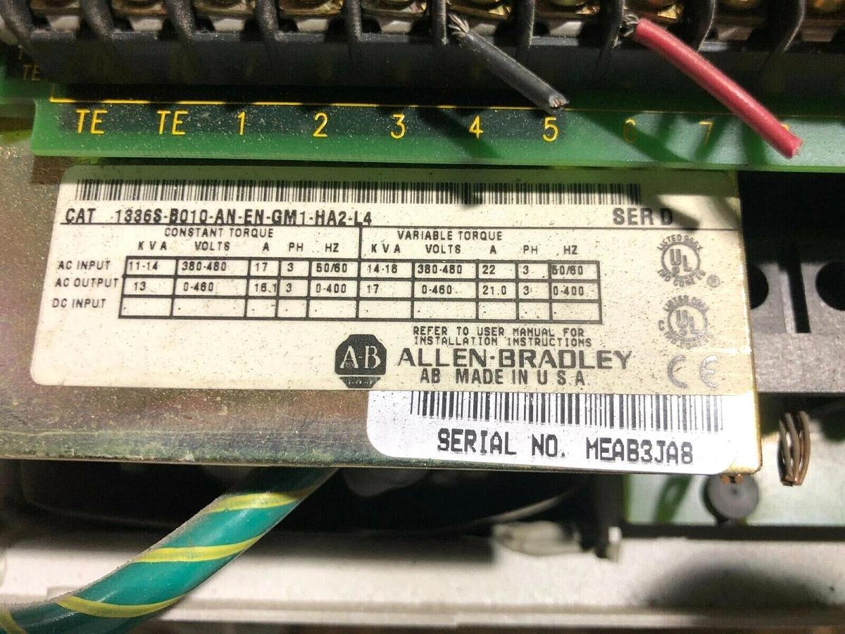 Used ALLEN BRADLEY 1336S-B010-AA-EN-GM1-HA2-L4 DRIVE SER D STOCK SK005