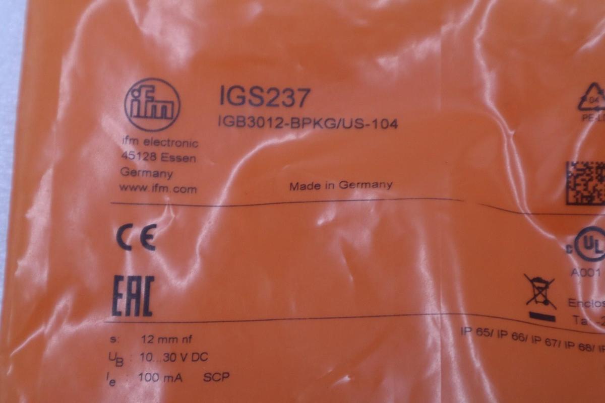 NEW IFM IGS237 Inductive Proximity Sensor STOCK H1004A