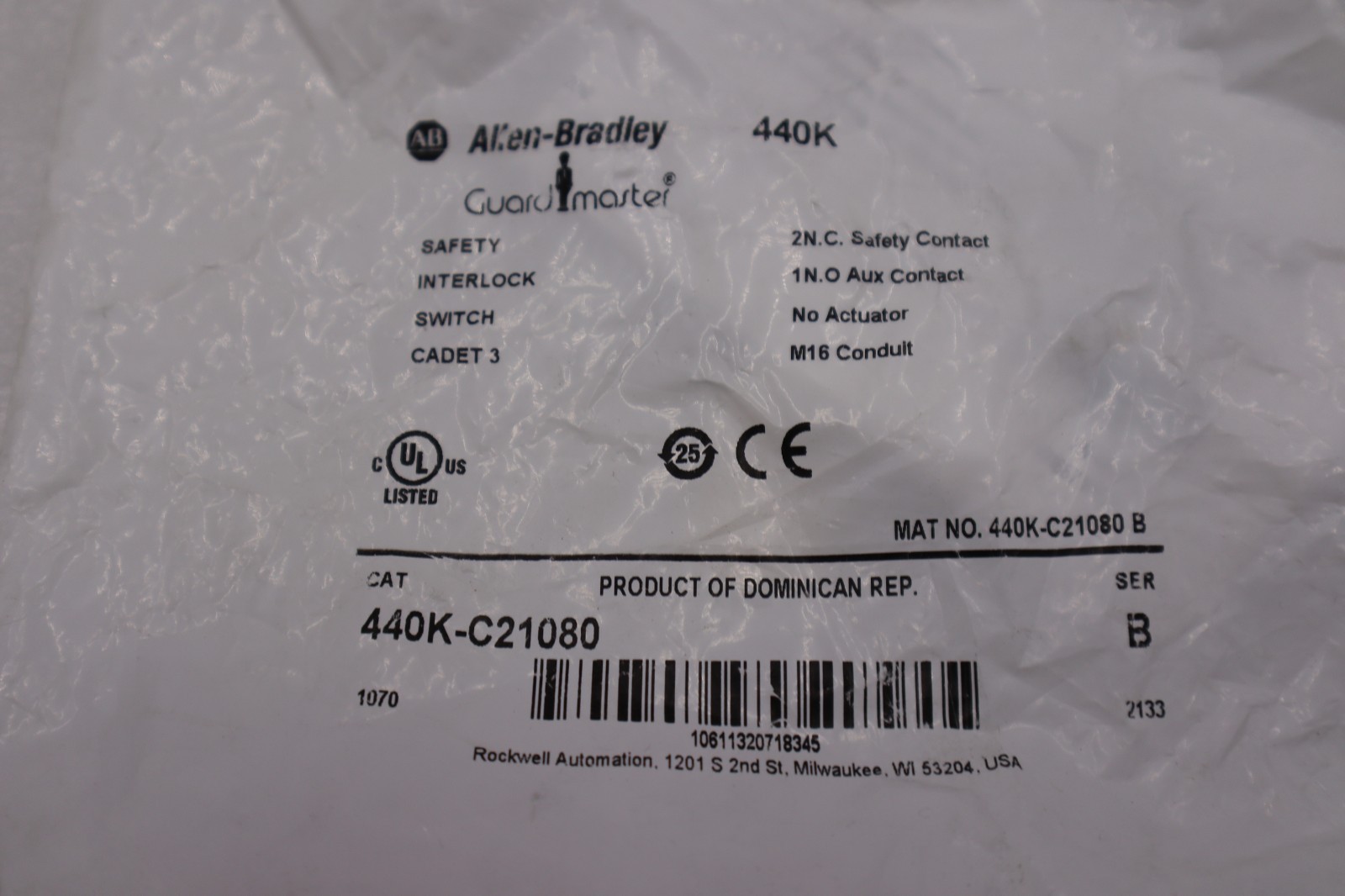 NEW ALLEN BRADLEY 440K-C21080 SERIES B SWITCH STOCK H1215A