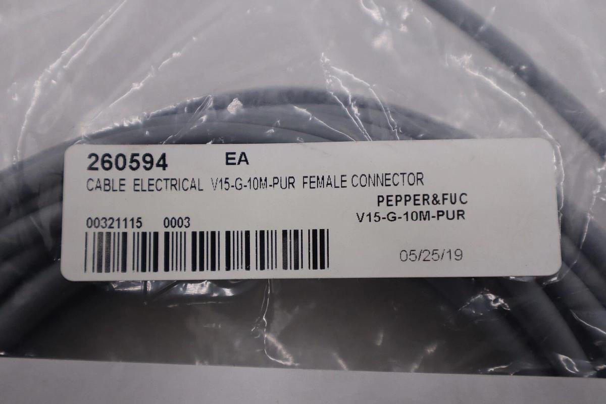 Used Pepperl+Fuchs V15-G-10M-PUR Sensor Actuator Cordset Female 5-Pin 10m #G807A