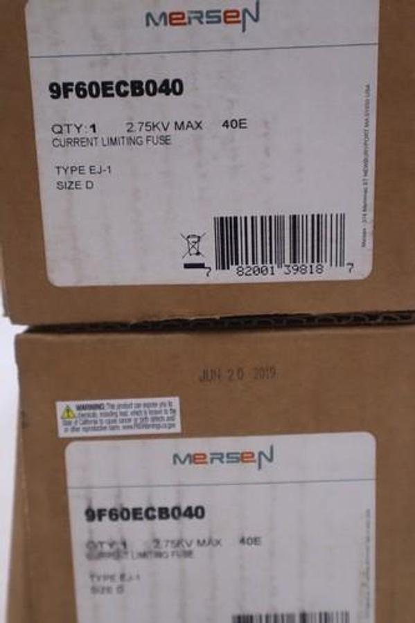 Used NEW GENERAL ELECTRIC 9F60ECB040 FUSE 40E AMPS 2400V VOLTS Type EJ-1 SIZE D 3540