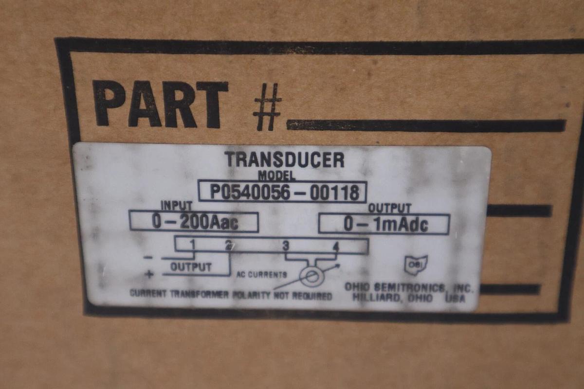 Ohio Semitronics Transducer Model P0540056-00118 With Current Transformer New