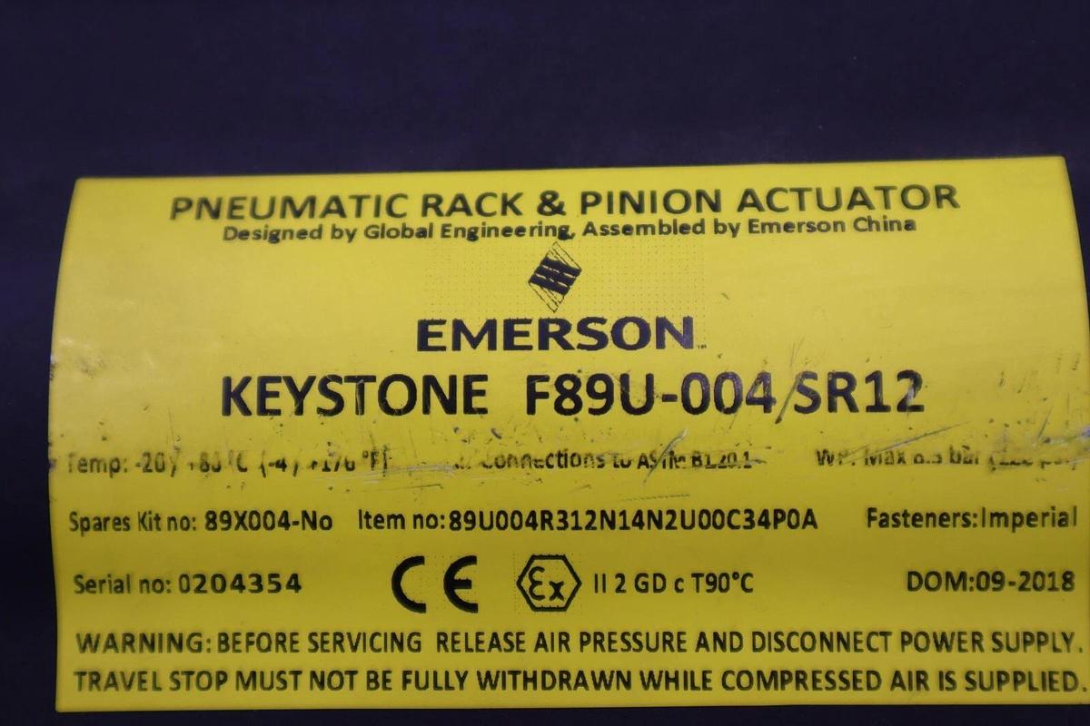 Used EMERSON 89U004R312N14N2U00C34P0A/ NN5008 ACTUATOR STOCK 4883
