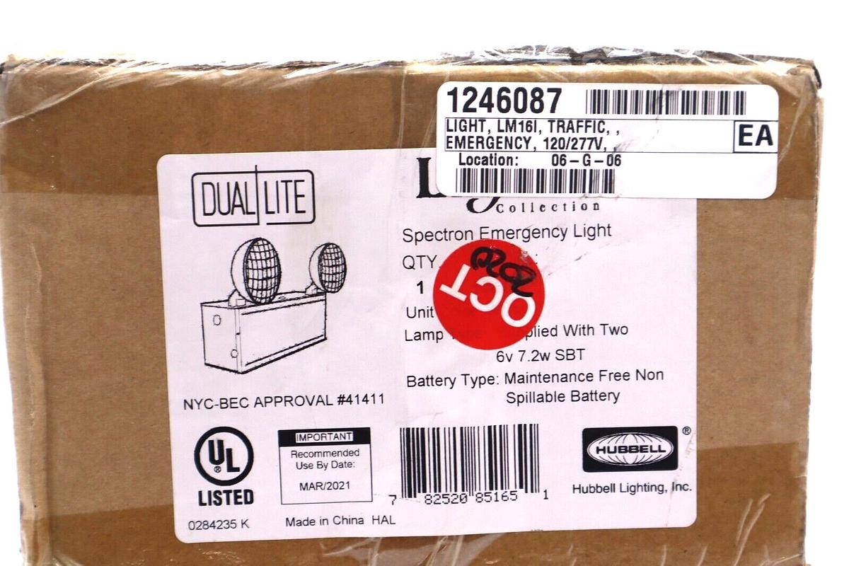 HUBBELL LIGHTING SPECTRON EMERGEMCY LIGHT NON SPILLABLE BATTERY STOCK #2493