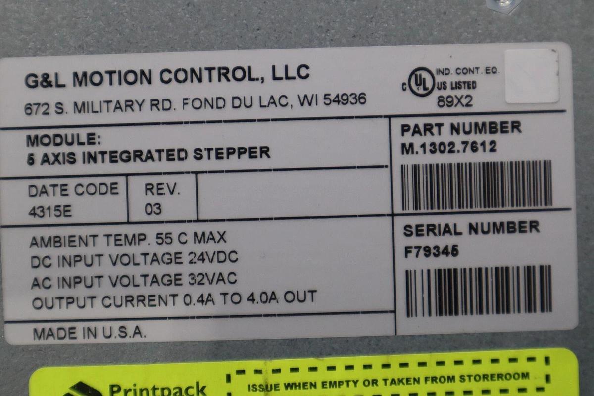 Used G & L MOTION CONTROL M.1302.7612 5-Axis Integrated Stepper 32Vac STOCK K-159-C