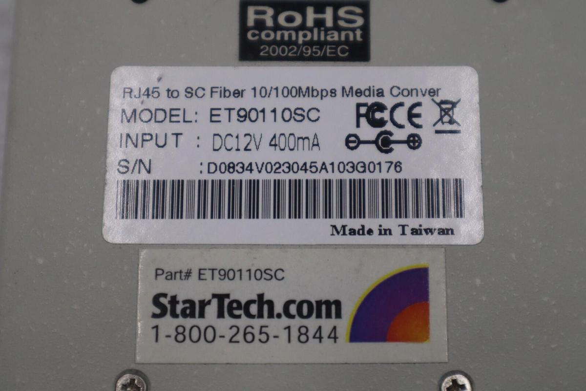 Used StarTech 10/100 Mbps Fiber to Ethernet Converter #ET90110SC STOCK K-169C