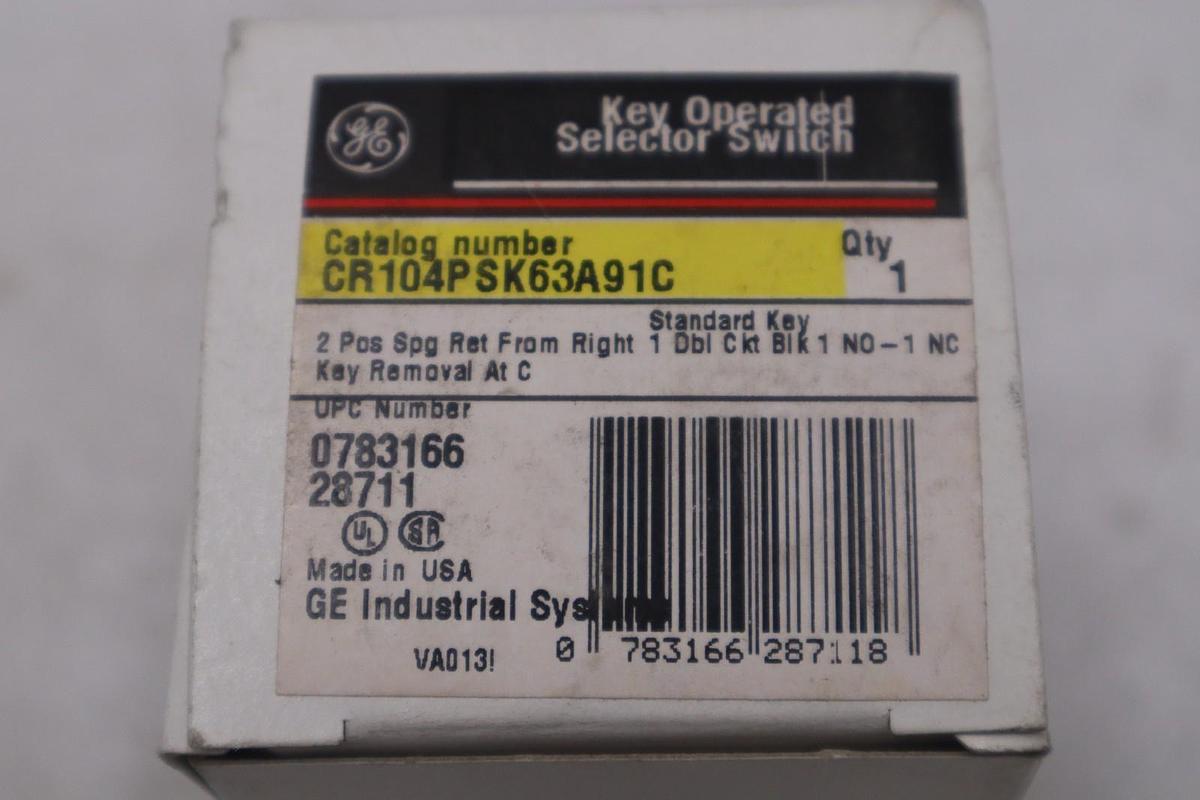 GE CR104PSK63A91C KEY OPERATED SELECTOR SWITCH - NEW IN BOX - STOCK K1674A
