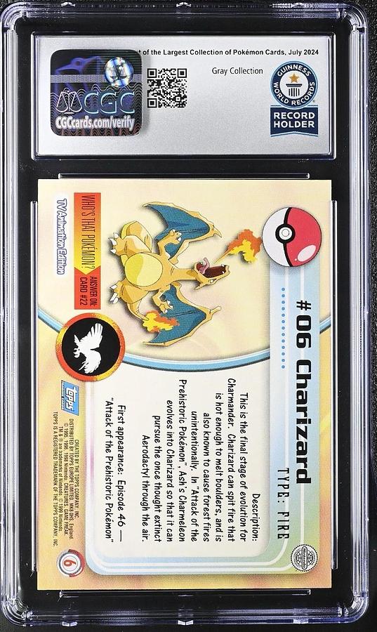 Used 1999 TOPPS POKEMON TV #6 CHARIZARD FIRST PRINT UK EDITION CGC WORLD RECORD 1/1