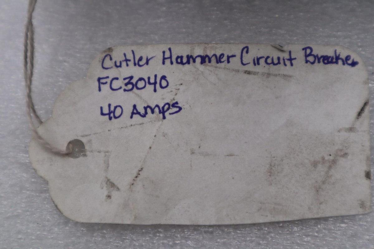 Used CUTLER HAMMER FC3040 FC 3P 600V 40 AMP CIRCUIT BREAKER STOCK #K-3723