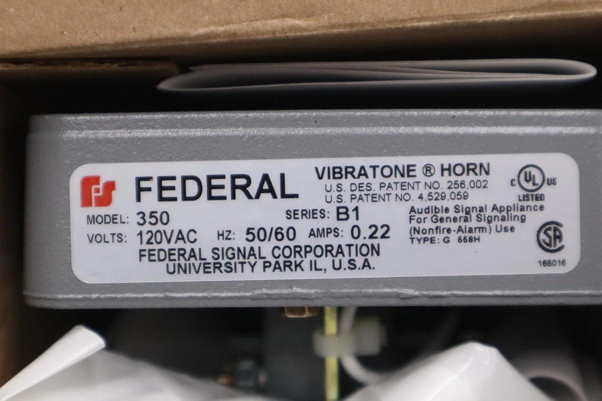 Signal Division/FEDERAL Vibratone Horn Mechanism 120 VAC Gray Ser: B1 350-120-30
