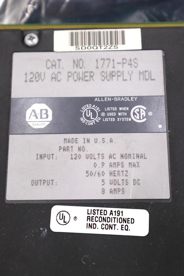 Refurbished ALLEN BRADLEY 1771-P4S 120VAC POWER SUPPLY MODULE #K-164A
