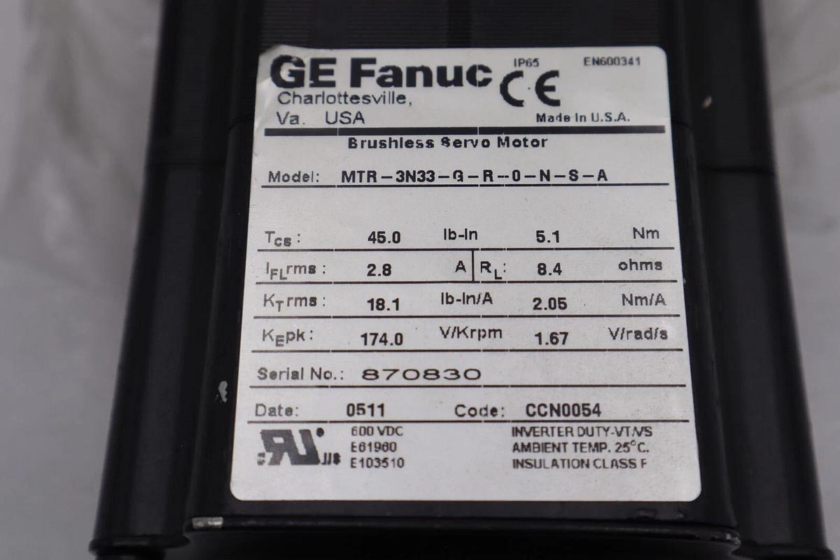 GE FAUNC MTR-3N33-G-R-0-N-S-A BRUSHLESS SERVO MOTOR STOCK 2208