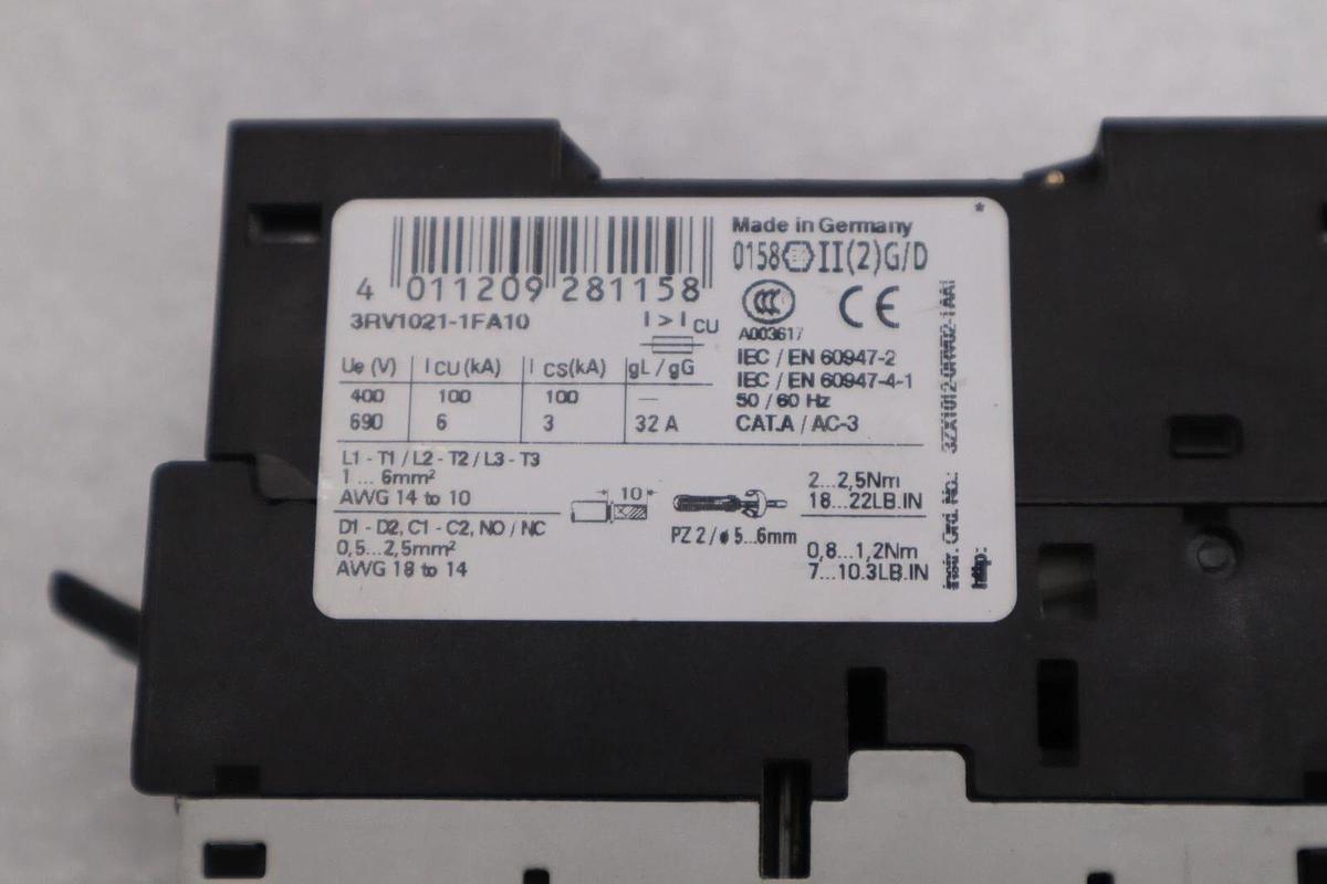 Used SIEMENS 3RV1021-1FA10 3.5-5A MOTOR STARTER STOCK K-433-A