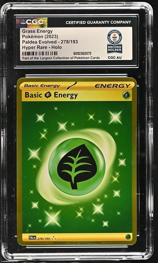Used 2023 POKEMON PALDEA EVOLVED HYPER RARE #278 BASIC GRASS ENERGY CGC WORLD RECORD