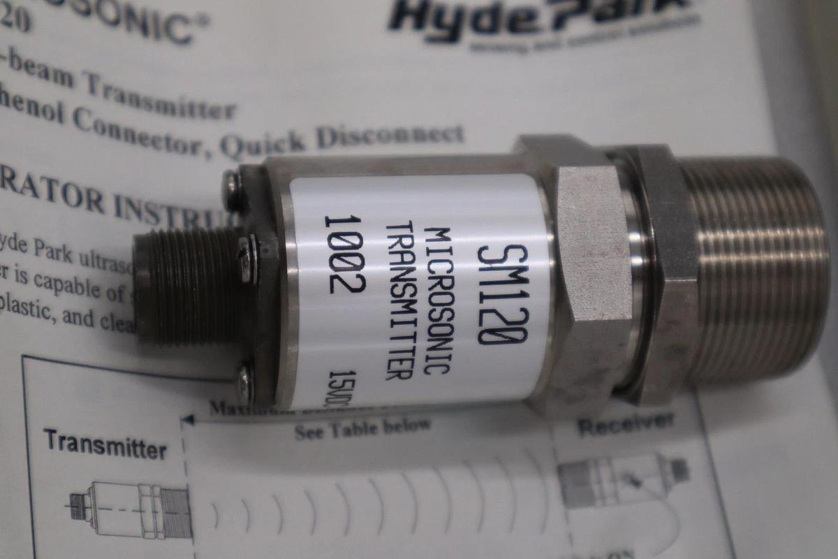 Used SCHNEIDER ELECTRIC SM120 THRU BEAM TRANSMITTER 15 VDC 60 MA MICROSONIC #H756A