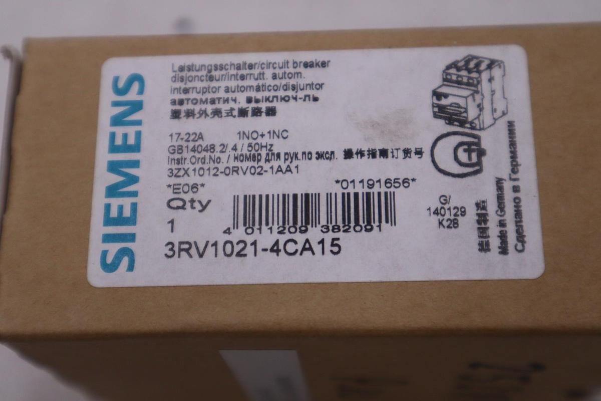 Used NEW OPEN BOX Siemens 3RV1021-4CA15 Manual Motor Starter STOCK GF783A