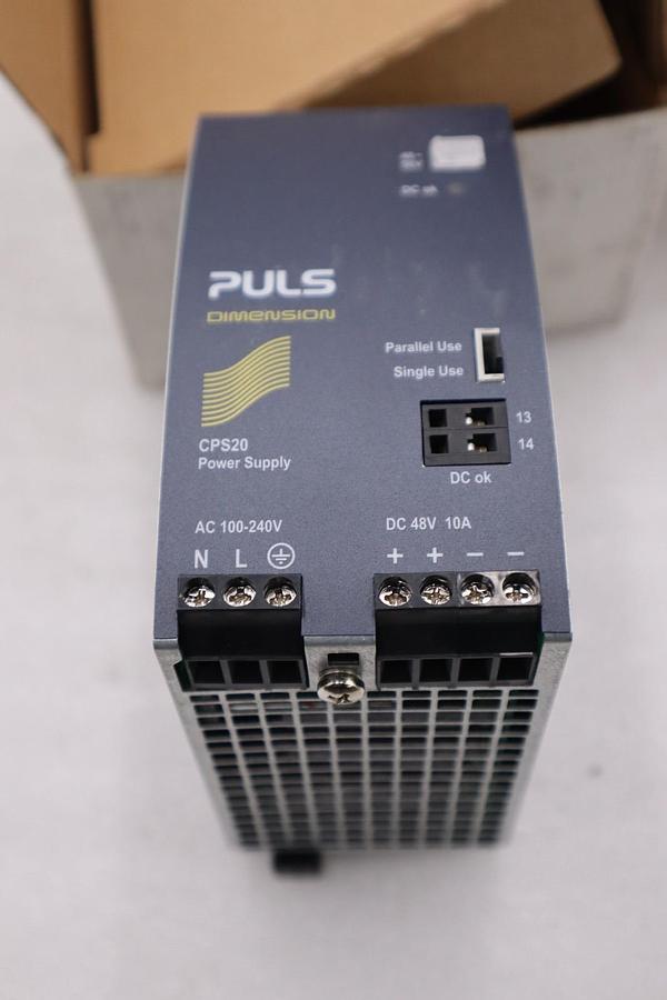 Used Puls CPS20.481 Power Supply, 1-Phase, 120-240VAC, 48VDC 10A 480W NEW IN BOX H450