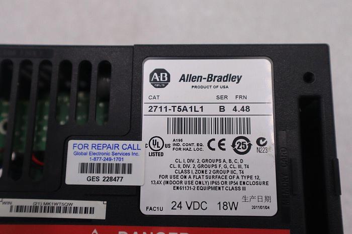 Used ALLEN BRADLEY 2711-T5A1L1 SER B FRN 4.48 24 VDC 18W  PANELVIEW 550 #4212