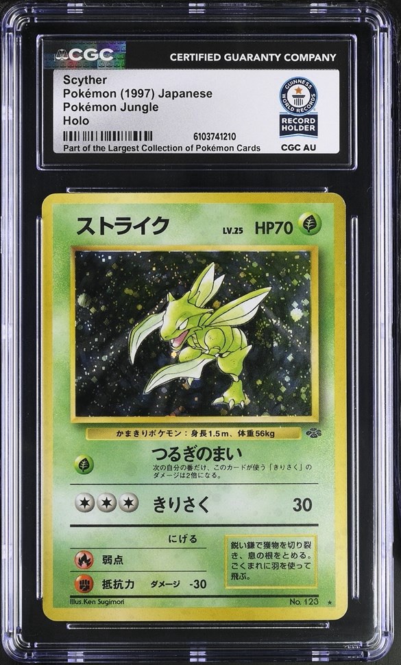 Used 1997 Pokemon Pocket Monsters Jungle Scyther #123 Japanese Holo CGC WORLD RECORD