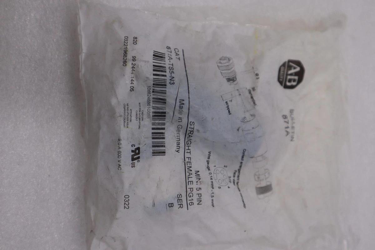 Used Allen Bradley 871A-TS5-N3 TERMINAL CHAMBER MINI STRAIGHT FEMALE STOCK H1613A
