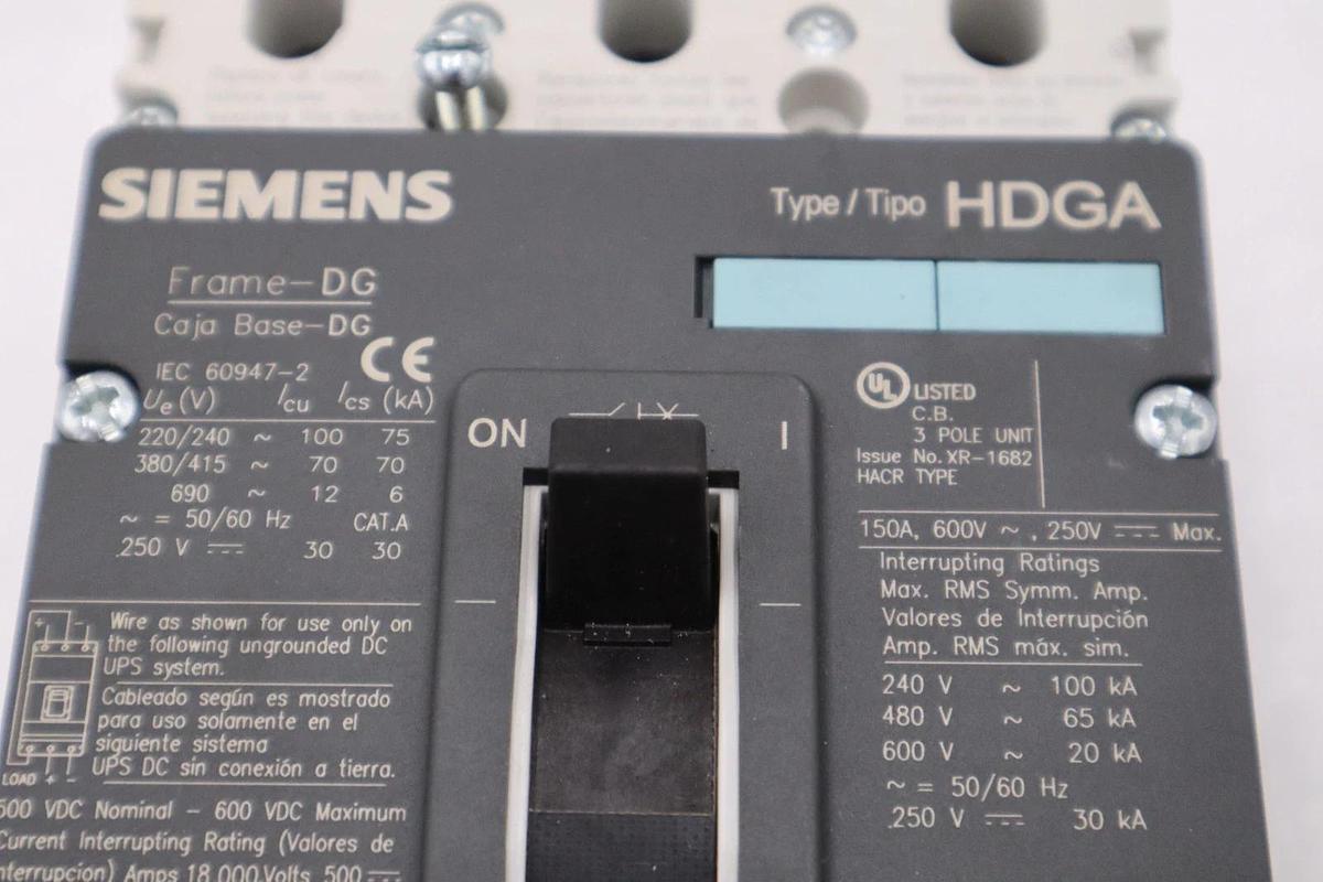 Used SIEMENS HDX3B060 60 AMP 600V 3 PHASE HDGA TYPE CIRCUIT BREAKER STK H1431