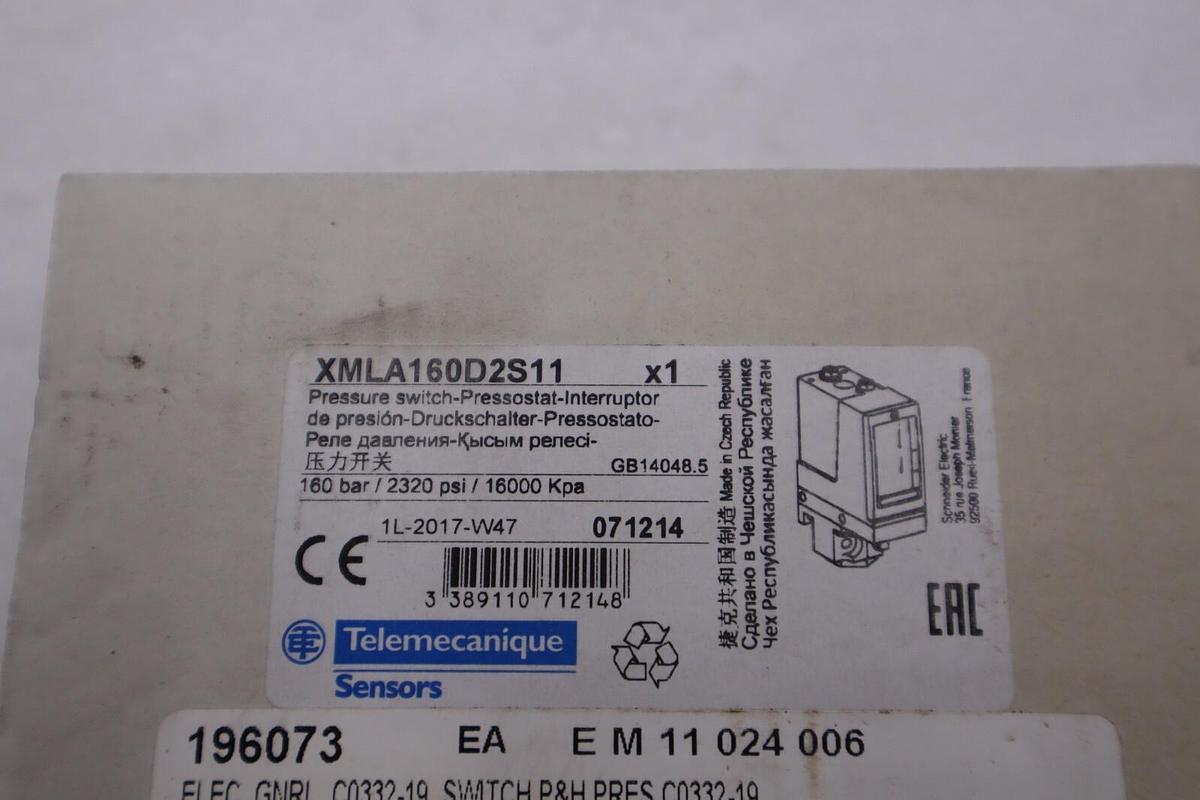 NEW TELEMECANIQUE XML A160D2S11 PRESSURE SWITCH XMLA160D2S11 STOCK G899A