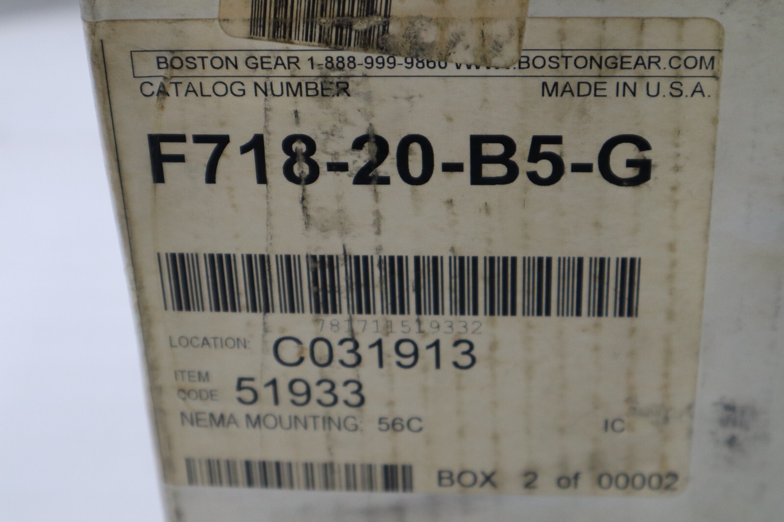 Used NEW ALTRA INDUSTRIAL MOTION F718-20-B5-G SPEED REDUCER STOCK 3029A