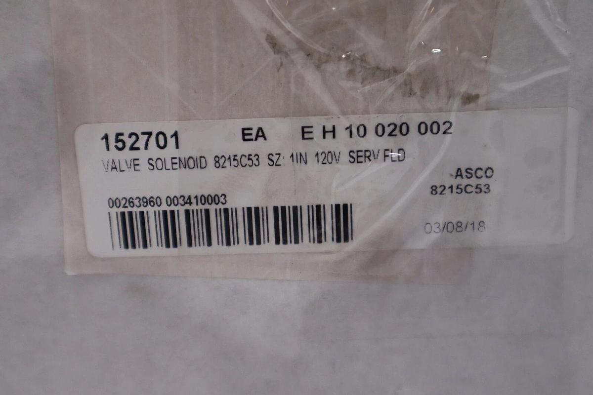 Used NEW ASCO 8215C53 SOLENOID VALVE 120/60 VAC 50/60Hz STOCK G510