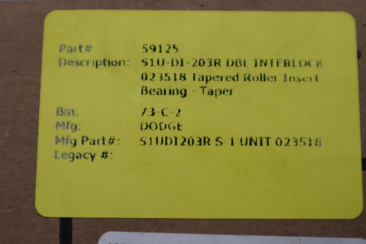 Used NEW DODGE 023518 S1U-DI-203R DBL INTERLOCK TAPERED ROLLER BEARING STOCK 2940CC